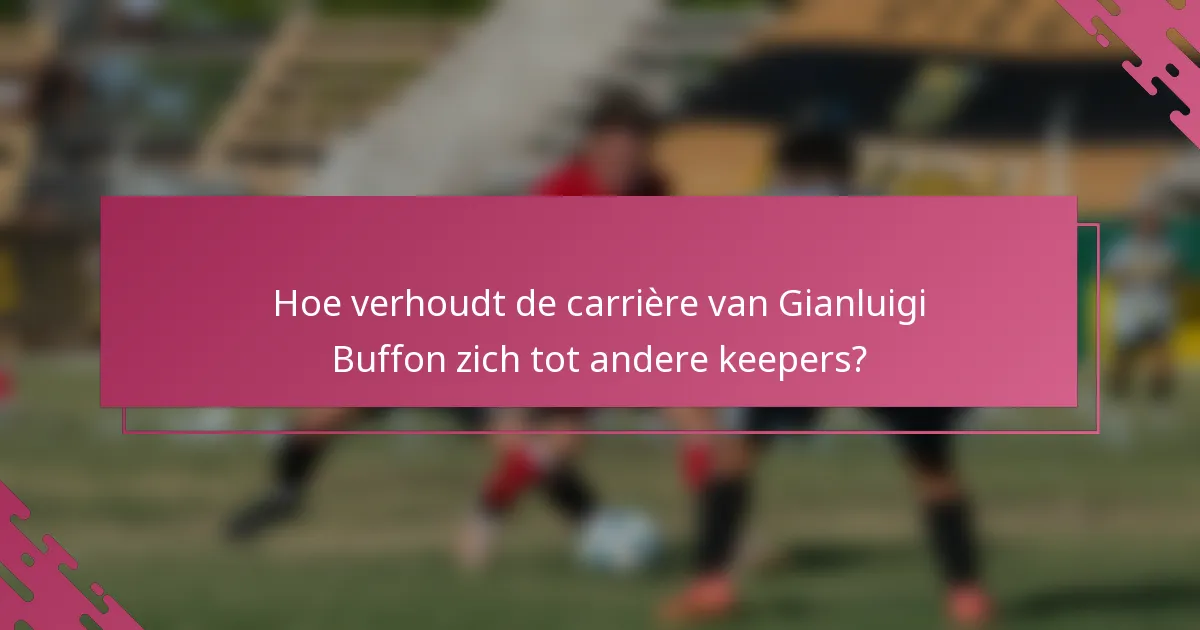 Hoe verhoudt de carrière van Gianluigi Buffon zich tot andere keepers?