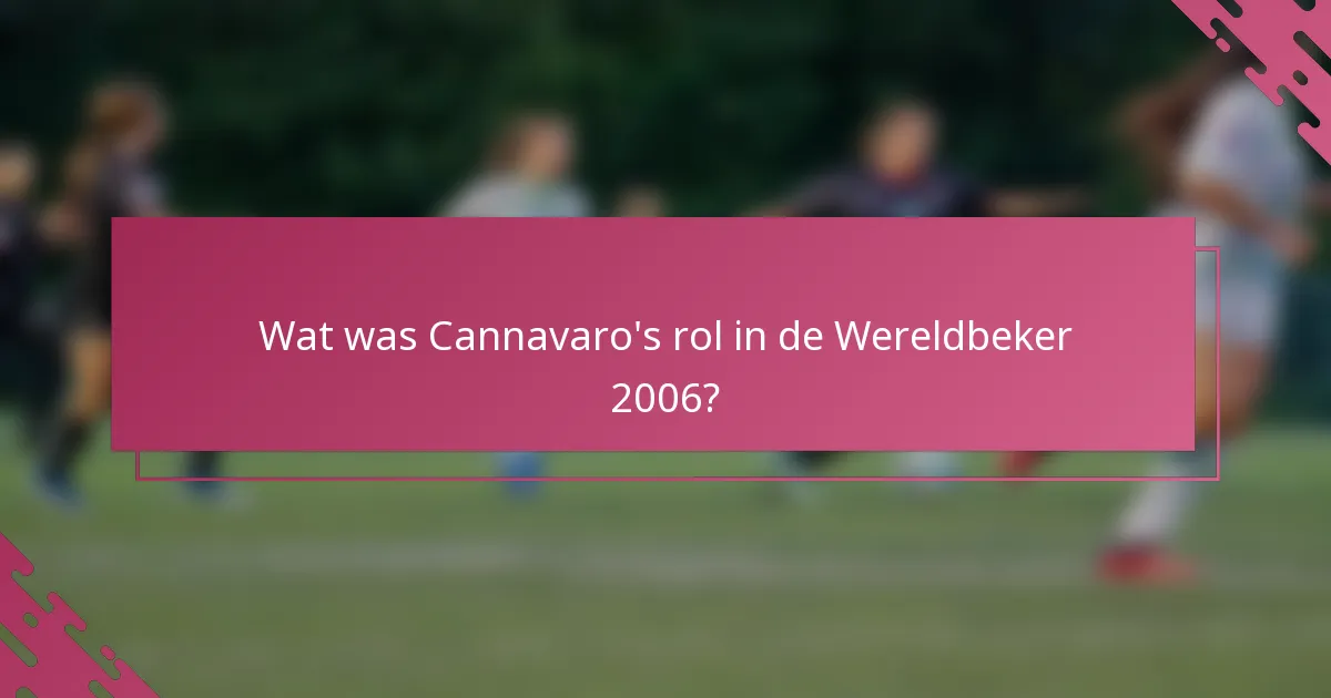 Wat was Cannavaro's rol in de Wereldbeker 2006?